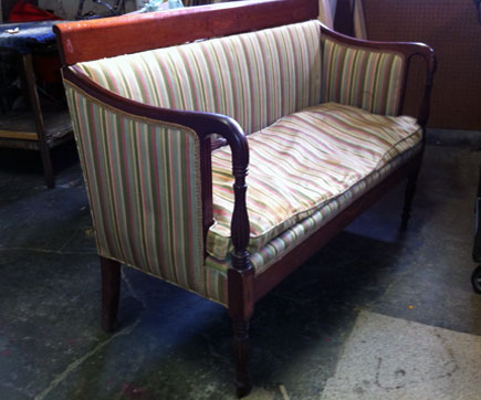 settee before new upholstery