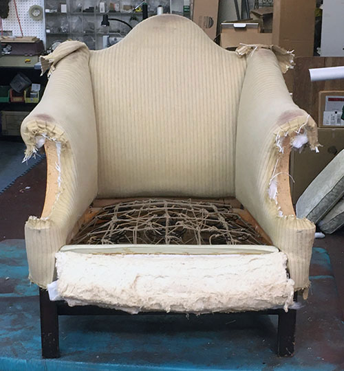 reupholster wing back chair